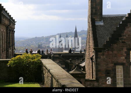 Ein Blick von der Burg in Edinburgh, Schottland. Stockfoto