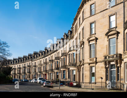 Reihenhäuser Stadthäuser des Eglinton Crescent West End in Edinburgh, Schottland, Großbritannien Stockfoto