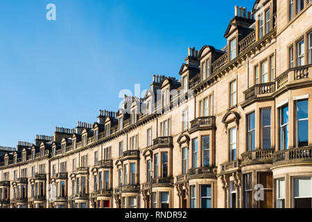 Reihenhäuser Stadthäuser des Eglinton Crescent West End in Edinburgh, Schottland, Großbritannien Stockfoto