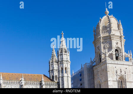 Die Hieronymus Kloster, ein beliebter Ort für tourits in Belém in Lissabon, Portugal Stockfoto