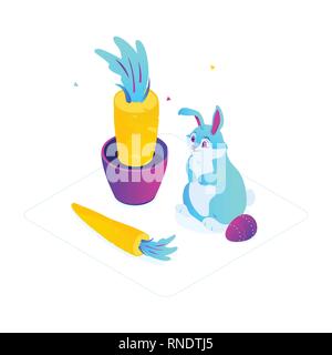 Frohe Ostern - Moderne bunte isometrische Vector Illustration Stock Vektor