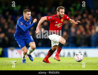 London, Großbritannien. 18 Feb, 2019. Juan Mata von Manchester United im FA Cup in die fünfte Runde zwischen Chelsea und Manchester United an der Stanford Brücke Stadium, London, England am 18 Feb 2019 Kredit Aktion Foto Sport FA Premier League und der Football League Bilder unterliegen dem DataCo Lizenz. Redaktionelle Verwendung nur. Kein Print Sales. Keine persönlichen Gebrauch. Keine unbezahlten Einsatz Credit: Aktion Foto Sport/Alamy leben Nachrichten Stockfoto