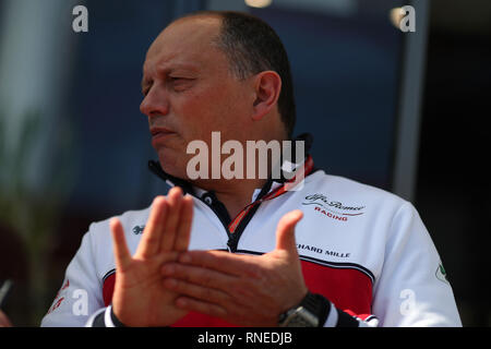 Montmelo, Spanien. 18 Feb, 2019. Frederic Vasseur Teamchef Alfa Romeo Racing Montmelo Barcelona 18-02-2019 Circuit de Catalunya Formel-1-Test 2019 Foto Federico Basile/Insidefoto Credit: insidefoto Srl/Alamy leben Nachrichten Stockfoto