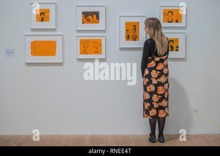 London, Großbritannien. 19. Feb 2019. Untitled, 1975 - Tate Modern präsentiert eine Ausstellung der Arbeiten von Franz West (1947-2012). Organisiert von der Tate Modern und dem Centre Pompidou, wird dies die erste posthume Retrospektive und umfassenden Überblick über die Arbeit des Künstlers, die jemals in Großbritannien inszeniert. Die Ausstellung erforscht die respektlose Sensibilität und spielerischen Umgang mit Material, Farbe und Form, die der Westen punk ästhetische charakterisieren. Credit: Guy Bell/Alamy leben Nachrichten Stockfoto