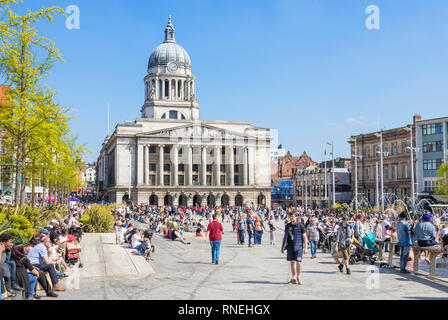 Nottingham Old Market Square und Rat haus Stadtzentrum Nottingham East Midlands Nottinghamshire England gb uk Europa Stockfoto