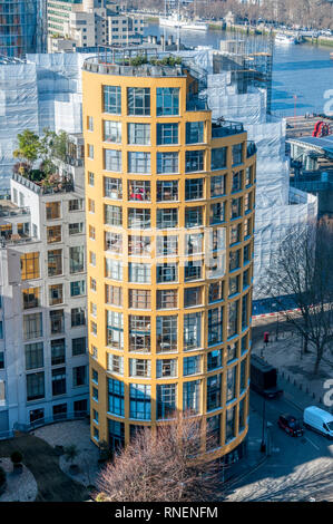 Eine erhöhte Ansicht von Bankside Lofts in Hopton Street, Southwark. Stockfoto