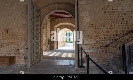 Eingang der Palast der Könige von Mallorca in Perpignan, Frankreich Stockfoto