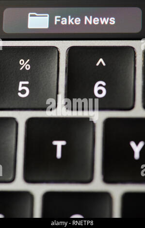 Gefälschte Nachrichten Ordner in Computer storage. Propaganda Thema Stockfoto