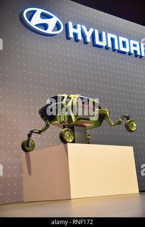 Prototyp Modell von Hyundai erhöhen, ein robotergesteuertes Fahrzeug über Hindernisse, die in Notfällen zu navigieren & Klettern, auf der CES Messe in Las Vegas, USA Stockfoto