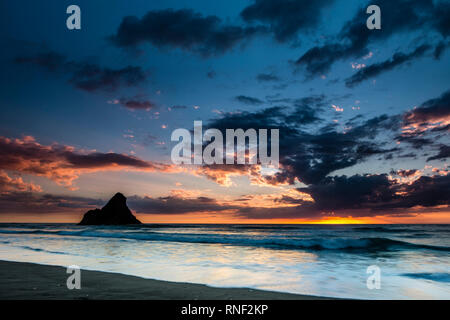 Waitakere Ranges Auckland, KereKere Strand bei Sonnenuntergang, NorthIsland Neuseeland Stockfoto