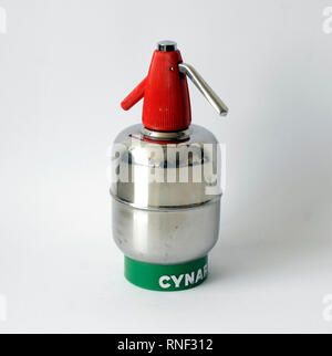 Vintage Metall und Kunststoff Siphon, Werbung für Cynar Wermut Stockfoto
