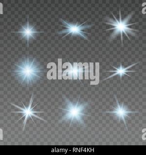 Satz von verschiedenen flare Elemente. Vector Illustration mit Lichteffekten für Design. Stock Vektor