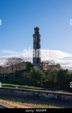 Anzeigen von Nelson Denkmal in Calton Hill. Edinburgh. Schottland Stockfoto