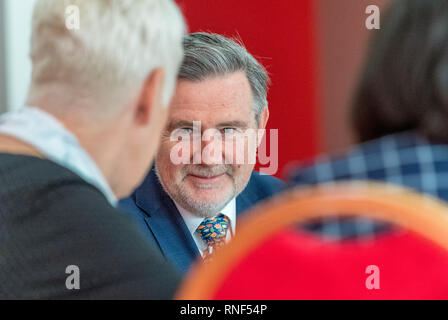 Labours Schatten Staatssekretär für internationalen Handel, Barry Gardiner M.P. zu einem Menschen macht Veranstaltung in Nottingham, England, UK. Stockfoto
