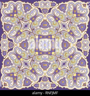 Zarte Farbe Muster im orientalischen Stil. Platz Ornament für Schals, Umschlagtücher oder Kissen. Kann für den Druck auf Stoff oder Papier verwendet werden. Vektor illustr Stock Vektor