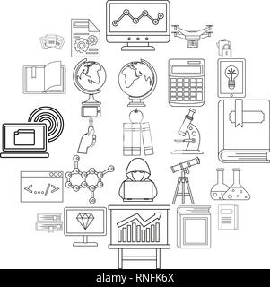 Robotik Symbole gesetzt, outline Style Stock Vektor