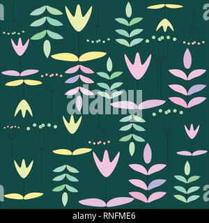 Nahtlose Muster von Blüten und Blättern Stock Vektor