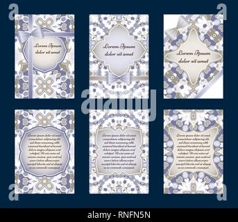 Satz von Vintage Grußkarten mit ethnischen Ornament. Kann für Datum speichern, baby dusche, Tag der Mütter oder Valentines und Einladungen verwendet werden. Stock Vektor