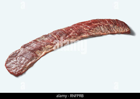 Rohes Rindfleisch bavette Steak fore Braten auf einem weißen Hintergrund, kopieren. Stockfoto