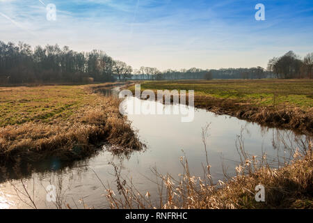 Naturschutzgebiet der 'Drentse AA' in den Niederlanden in der Provinz Drenthe in der Nähe Zeegse, schöne Bach Stockfoto