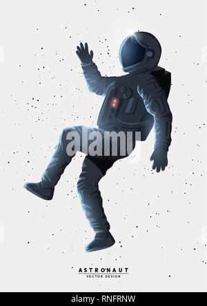 Ein menschlicher Astronauten Raumfahrer um im Raum schwebend. Vector Illustration. Stock Vektor