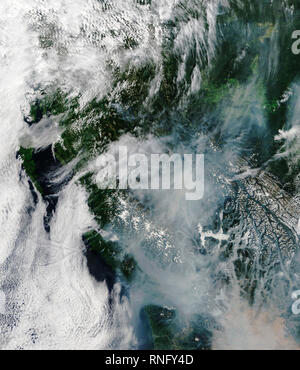 Luftaufnahme der Waldbrände in British Columbia, Kanada Stockfoto