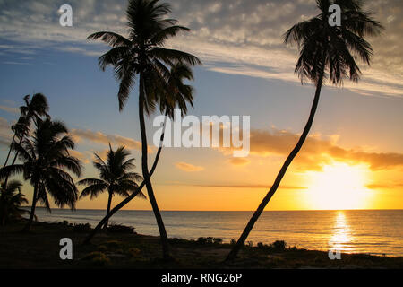 Sonnenuntergang über der Lagune auf der Insel Ouvea Ouvea, Loyalty Islands, New Caledonia. Die Lagune wurde als UNESCO-Weltkulturerbe im Jahr 2008 aufgeführt. Stockfoto