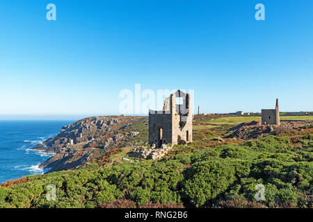 Tin Mining Landschaft, botallack, Cornwall, England Stockfoto