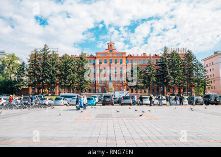 Chabarowsk, Russland - 14. September 2018: Lenin Statue am Leninplatz Stockfoto