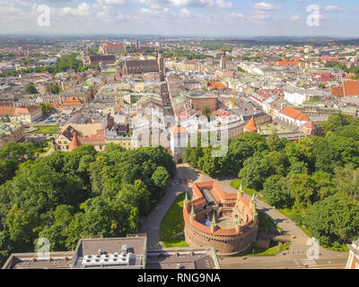 Krakauer Altstadt aerial Panorama Stockfoto