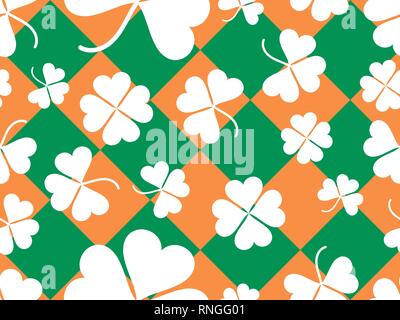 Nahtlose Muster mit Klee Blätter. St. Patrick's Day Hintergrund mit Shamrock. Vector Illustration Stock Vektor