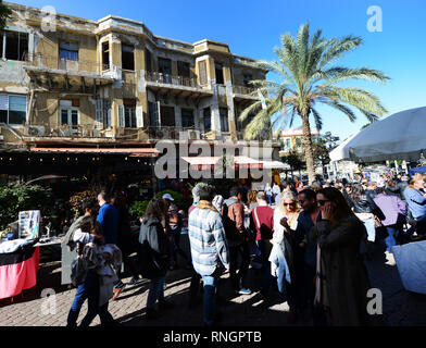 Der Nachalat Binyamin Markt ist ein Markt in alle Arten von Kunst und Kunsthandwerk aus allen Ecken von Israel spezialisiert hat. Stockfoto