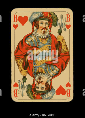 Jahrgang deutsche Bild Karte vermutlich aus der Zwischenkriegszeit. Durch die Altenburger und Stralsunder Spielkarten-Fabriken A.-G wird gezeigt, auf einem schwarzen Hintergrund. Stockfoto