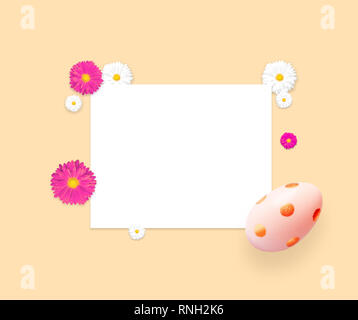 Rosa Ostereier und Blumen. Hintergrund mit Ostereier Stockfoto