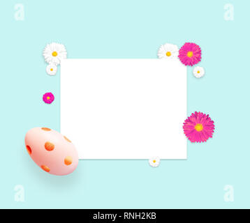 Rosa Ostereier und Blumen. Hintergrund mit Ostereier Stockfoto