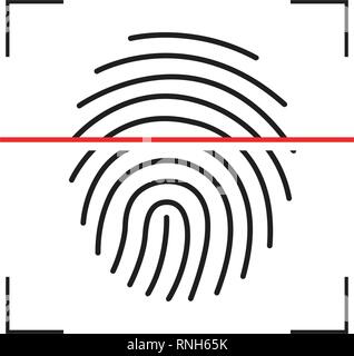 Laser Scanning Fingerabdruck, Vector Illustration der digitalen biometrischer Sicherheitstechnologie. Vector Illustration auf weißen isoliert Stock Vektor