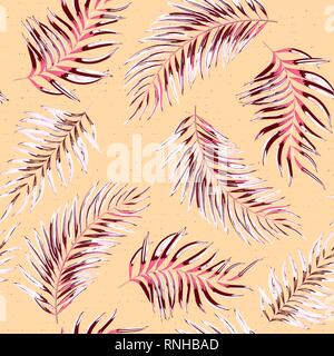 Nahtlose Muster eines tropischen Palmen, Dschungel verlässt. Vektor floralen Muster. Stock Vektor