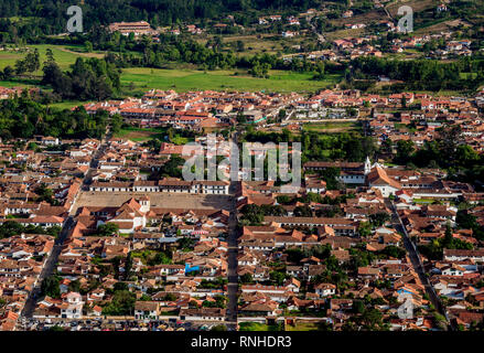 Villa de Leyva, Erhöhte Ansicht, Boyaca Abteilung, Kolumbien Stockfoto