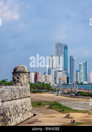 Alte Stadtmauer, Cartagena, Bolivar Abteilung, Kolumbien Stockfoto