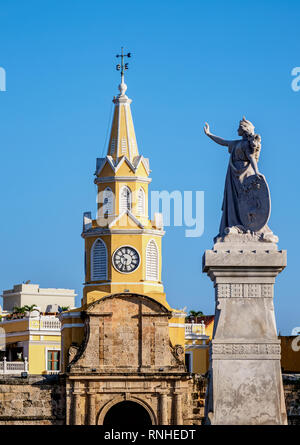 Cartagena Heroica Monument und Uhrturm, Cartagena, Bolivar Abteilung, Kolumbien Stockfoto