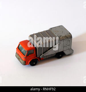 Spielzeug-LKW Ford der Sammlung. Original, Jahr 1966. Marke Matchbox Serie 7, Müllwagen. In England von lesney Gemacht Stockfoto
