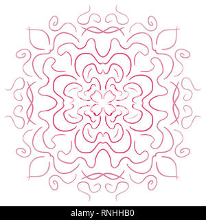 Bunte Mandalas Ornamente isoliert auf Weiss, handgezeichnete Illustrationen. Stockfoto