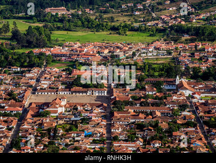 Villa de Leyva, Erhöhte Ansicht, Boyaca Abteilung, Kolumbien Stockfoto