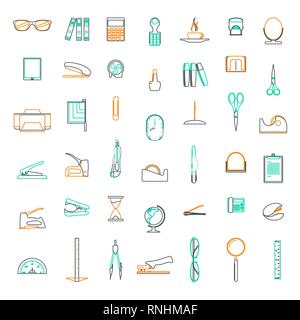 Vektor Zeile für Symbole im flachen Design Office und Business mit Elementen für mobile Konzepte und Web Apps. Stock Vektor