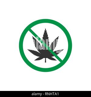 Cannabis, Marihuana Blatt Symbol, keine Droge unterzeichnen. Vector Illustration Stock Vektor