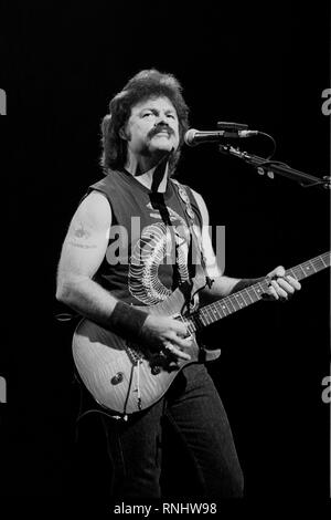 Doobie Brothers Gitarrist Tom Johnston wird angezeigt, während eine "Live"-Konzert aussehen. Stockfoto