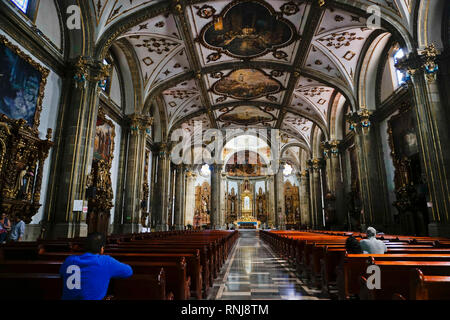 Iglesia de San Juan Bautista Kirche, Coyoacon Nachbarschaft von Mexiko City, Mexiko. Stockfoto