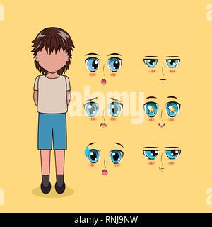 Gesicht anime Menschen Stock Vektor