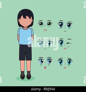 Gesicht anime Menschen Stock Vektor