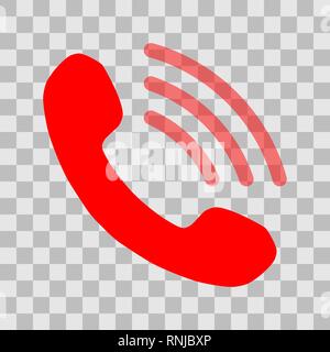Telefon mit transparenten Wellen Symbol - Rot, isoliert - Vector Illustration Stock Vektor